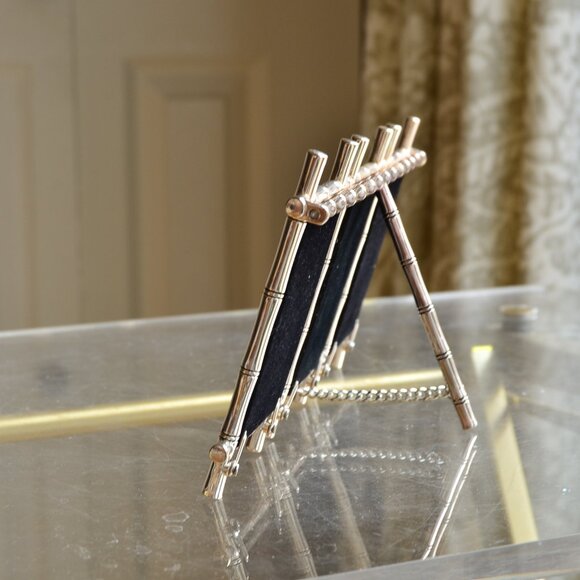 POTTERY BARN Metal Silver Bamboo Style Triple Frame - Picture 5 of 8